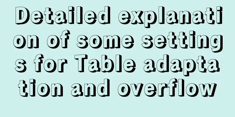 Detailed explanation of some settings for Table adaptation and overflow