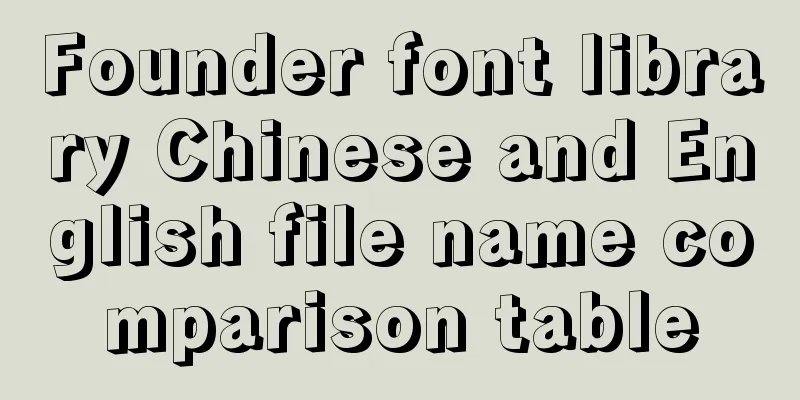 Founder font library Chinese and English file name comparison table