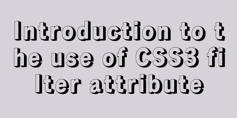 Introduction to the use of CSS3 filter attribute