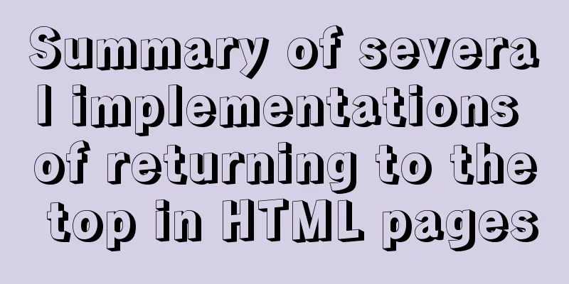 Summary of several implementations of returning to the top in HTML pages