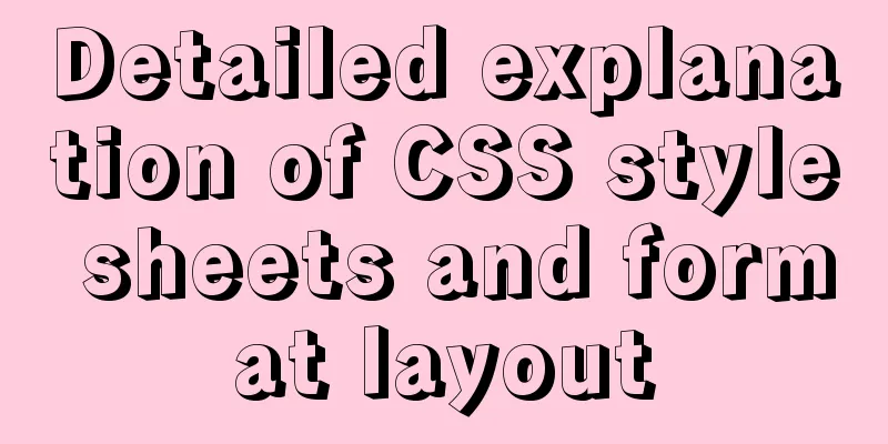 Detailed explanation of CSS style sheets and format layout