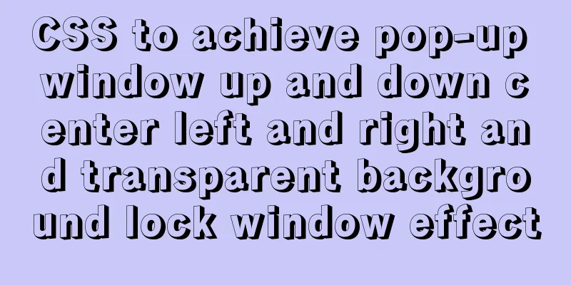 CSS to achieve pop-up window up and down center left and right and transparent background lock window effect