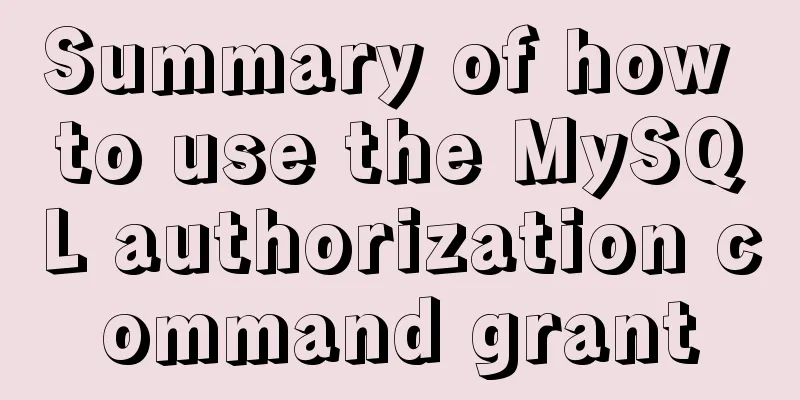 Summary of how to use the MySQL authorization command grant
