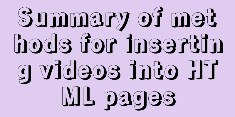 Summary of methods for inserting videos into HTML pages