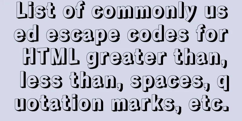 List of commonly used escape codes for HTML greater than, less than, spaces, quotation marks, etc.