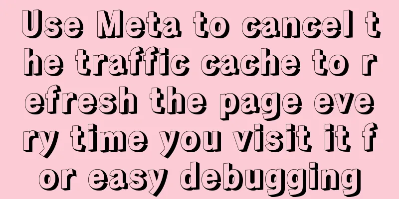 Use Meta to cancel the traffic cache to refresh the page every time you visit it for easy debugging