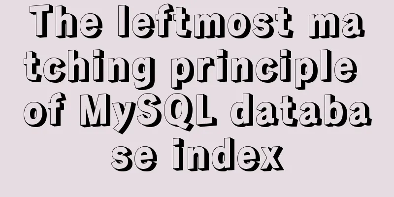 The leftmost matching principle of MySQL database index