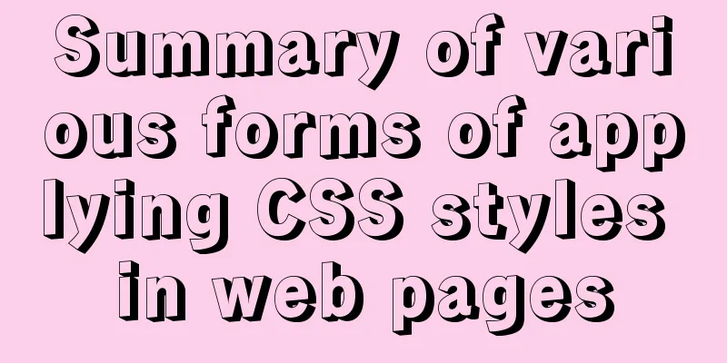 Summary of various forms of applying CSS styles in web pages