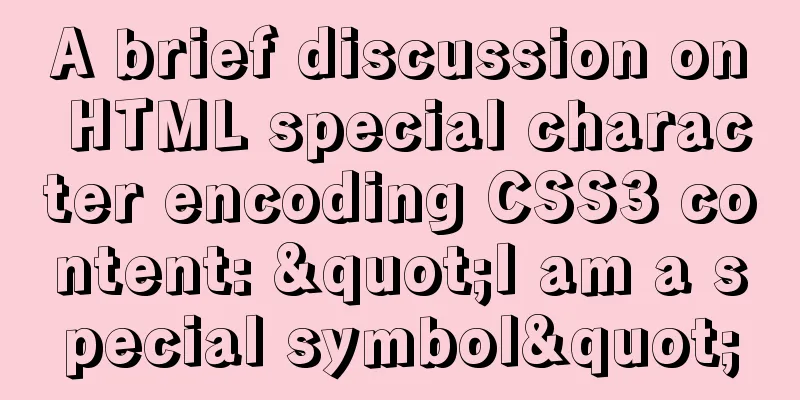 A brief discussion on HTML special character encoding CSS3 content: "I am a special symbol"