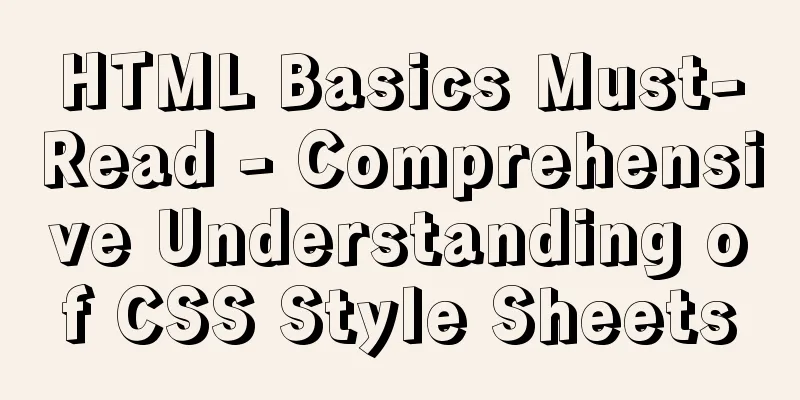 HTML Basics Must-Read - Comprehensive Understanding of CSS Style Sheets