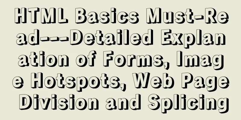 HTML Basics Must-Read---Detailed Explanation of Forms, Image Hotspots, Web Page Division and Splicing