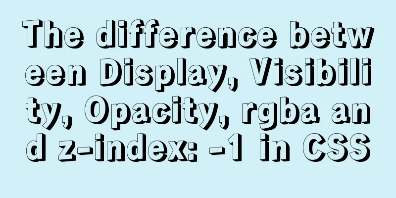 The difference between Display, Visibility, Opacity, rgba and z-index: -1 in CSS
