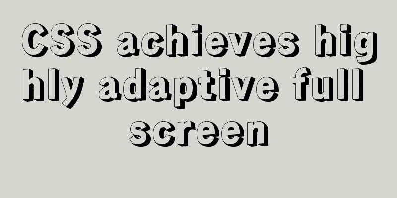 CSS achieves highly adaptive full screen