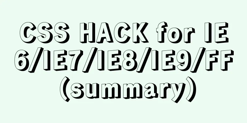 CSS HACK for IE6/IE7/IE8/IE9/FF (summary)