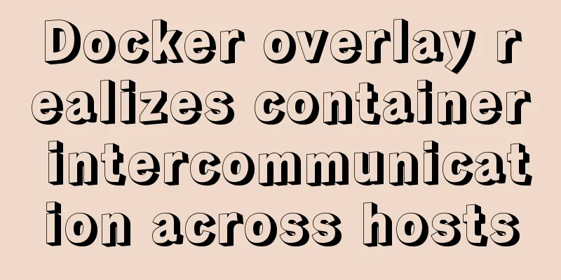 Docker overlay realizes container intercommunication across hosts
