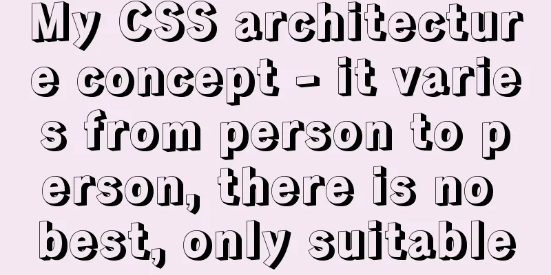My CSS architecture concept - it varies from person to person, there is no best, only suitable