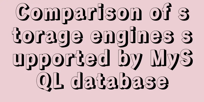 Comparison of storage engines supported by MySQL database