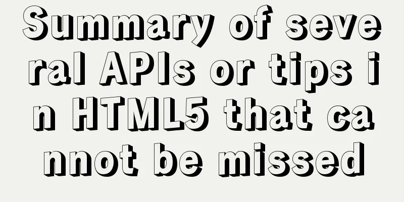 Summary of several APIs or tips in HTML5 that cannot be missed