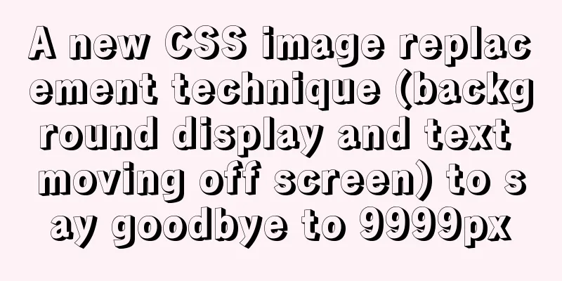 A new CSS image replacement technique (background display and text moving off screen) to say goodbye to 9999px