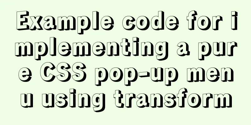 Example code for implementing a pure CSS pop-up menu using transform