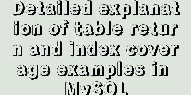 Detailed explanation of table return and index coverage examples in MySQL