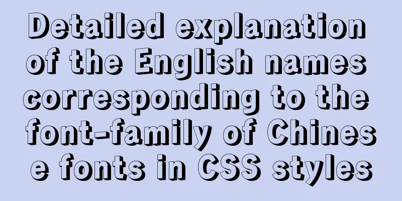 Detailed explanation of the English names corresponding to the font-family of Chinese fonts in CSS styles