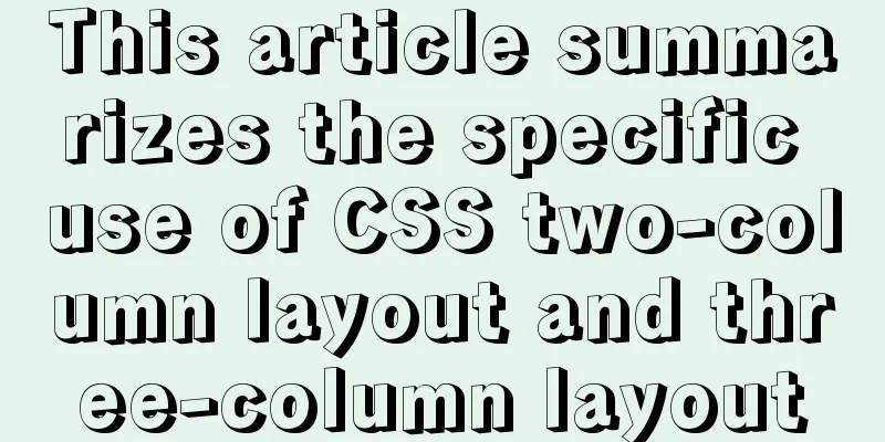 This article summarizes the specific use of CSS two-column layout and three-column layout