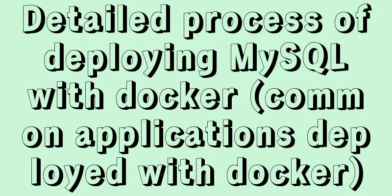 Detailed process of deploying MySQL with docker (common applications deployed with docker)
