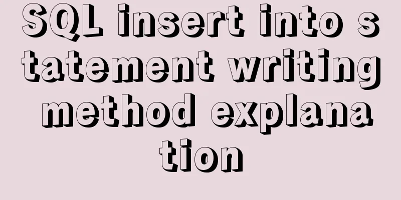 SQL insert into statement writing method explanation