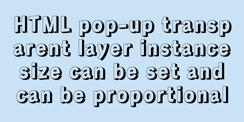 HTML pop-up transparent layer instance size can be set and can be proportional