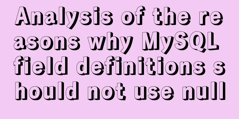Analysis of the reasons why MySQL field definitions should not use null