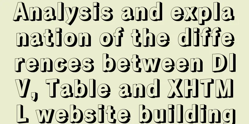 Analysis and explanation of the differences between DIV, Table and XHTML website building