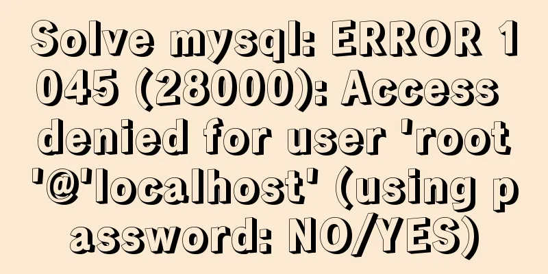 Solve mysql: ERROR 1045 (28000): Access denied for user 'root'@'localhost' (using password: NO/YES)