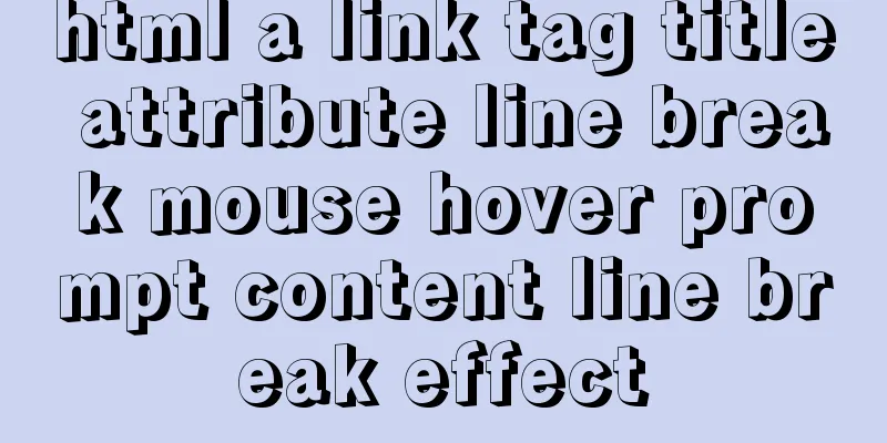html a link tag title attribute line break mouse hover prompt content line break effect