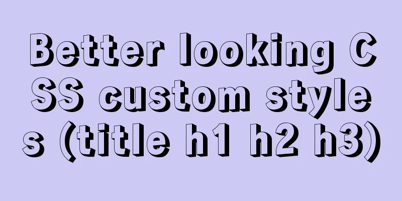 Better looking CSS custom styles (title h1 h2 h3)
