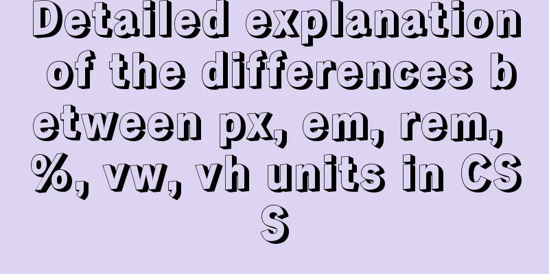 Detailed explanation of the differences between px, em, rem, %, vw, vh units in CSS