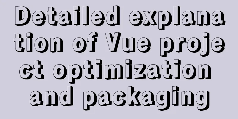 Detailed explanation of Vue project optimization and packaging