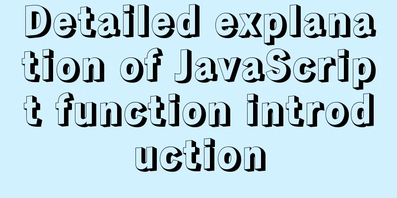 Detailed explanation of JavaScript function introduction