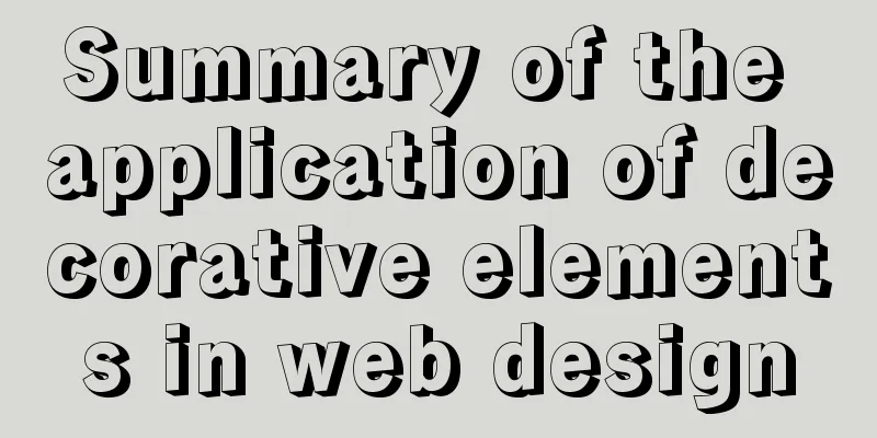 Summary of the application of decorative elements in web design