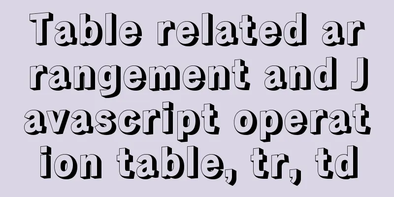 Table related arrangement and Javascript operation table, tr, td
