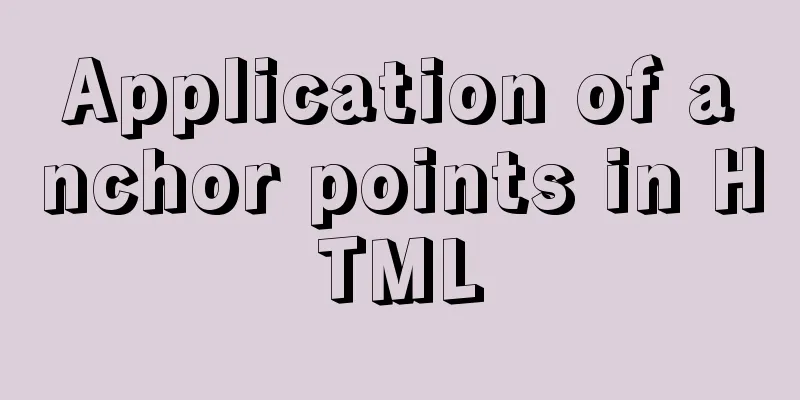 Application of anchor points in HTML