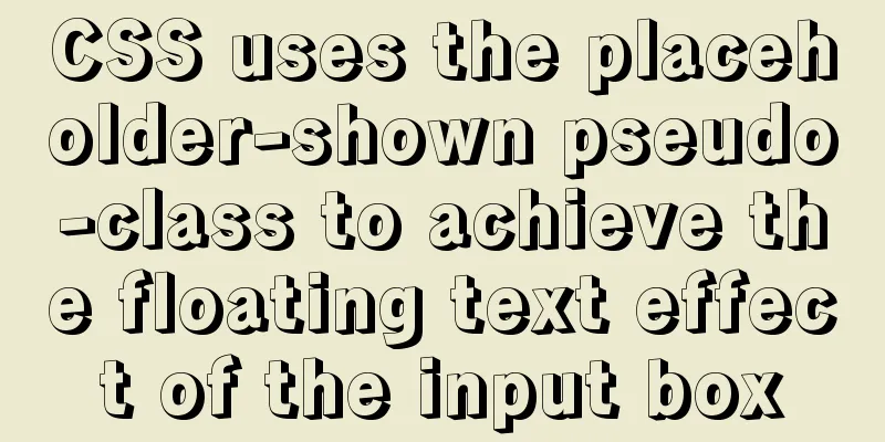 CSS uses the placeholder-shown pseudo-class to achieve the floating text effect of the input box