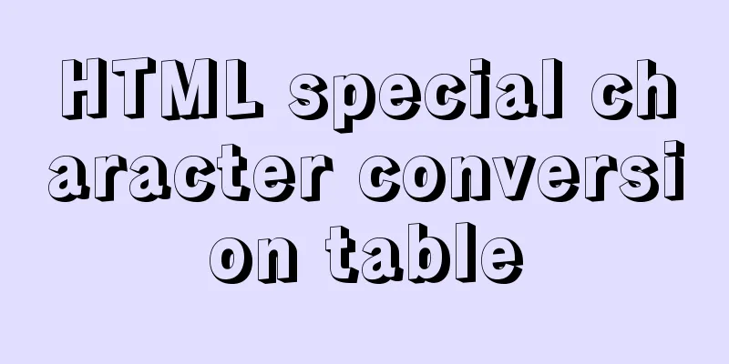 HTML special character conversion table