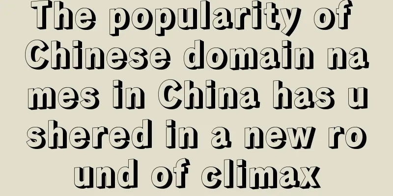 The popularity of Chinese domain names in China has ushered in a new round of climax