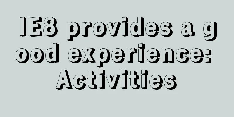 IE8 provides a good experience: Activities