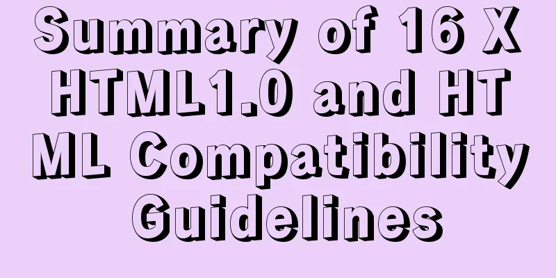 Summary of 16 XHTML1.0 and HTML Compatibility Guidelines