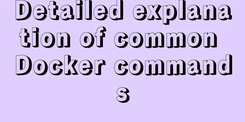 Detailed explanation of common Docker commands
