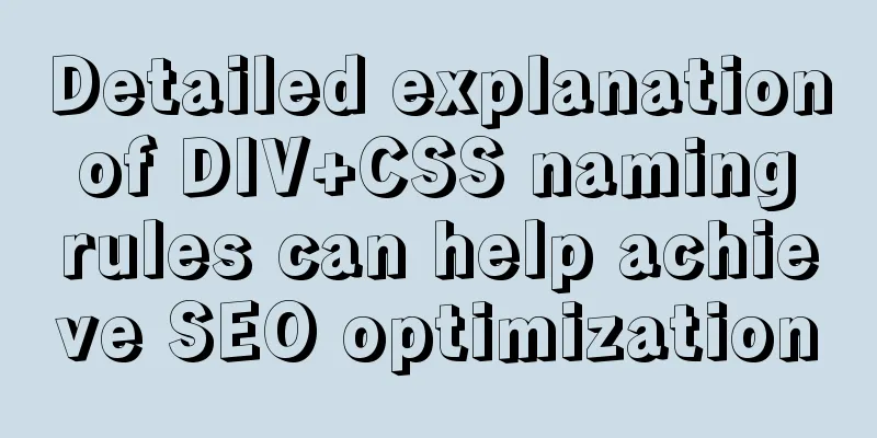 Detailed explanation of DIV+CSS naming rules can help achieve SEO optimization