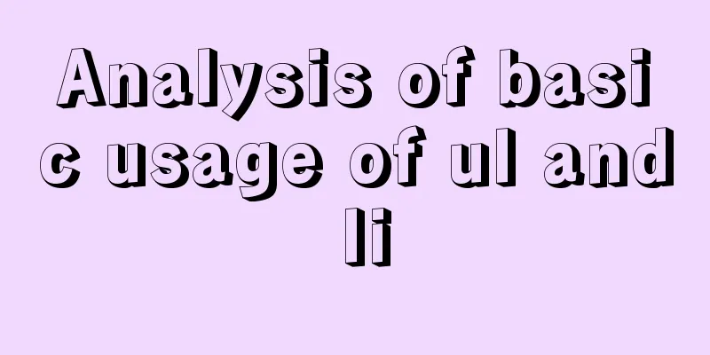 Analysis of basic usage of ul and li