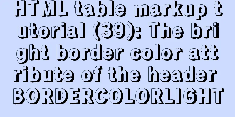 HTML table markup tutorial (39): The bright border color attribute of the header BORDERCOLORLIGHT